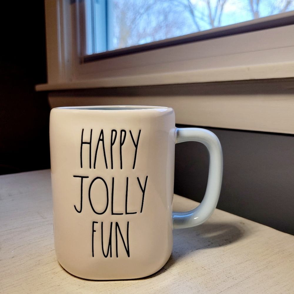 Rae Dunn HAPPY JOLLY FUN Frosty the Snowman Mug 2 sided